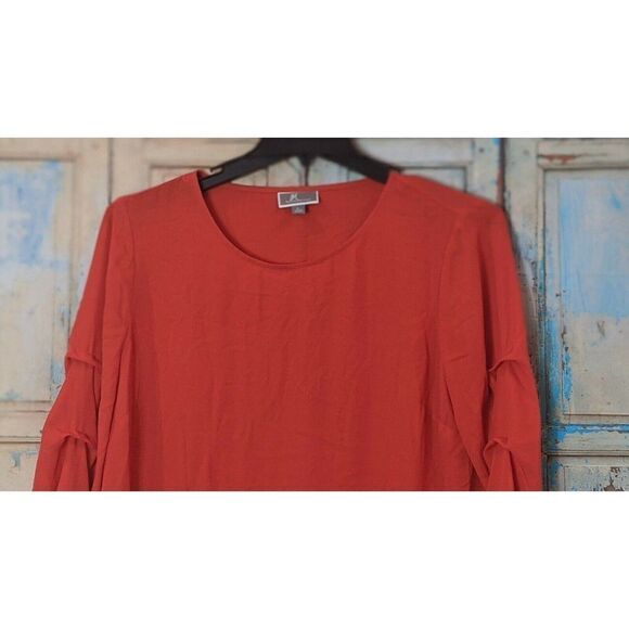 JM Collection Womens L Red 3/4 Sleeve Scoop Neck - Picture 2 of 10